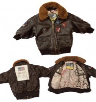 Top Gun® Kids PU Aviator Bomber Jacket Black 100% authentic removable fur collar