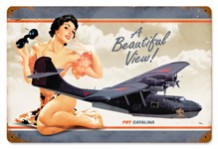 Past Time Signs V628 P-38 Bikini Aviation Vintage Metal Sign